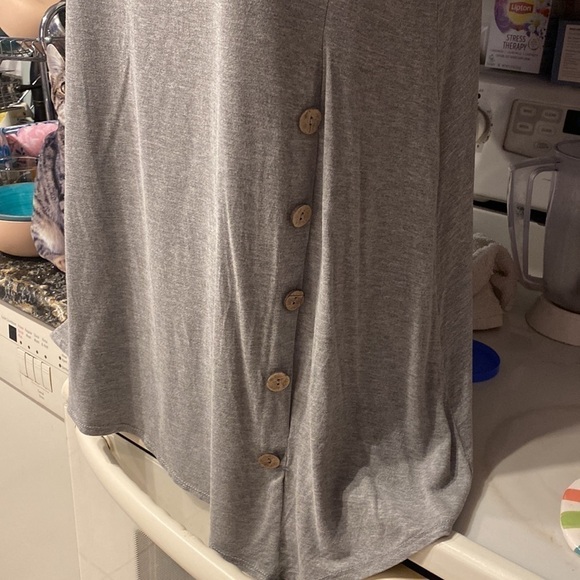 H womens Misia casual solid gray stretch short sleeve plus size top 1X - Picture 3 of 6